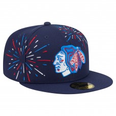 Бейсболка Chicago Blackhawks New Era Navy Americana Fireworks 59FIFTY Бейсболка Chicago Blackhawks New Era Navy Americana Fireworks 59FIFTY