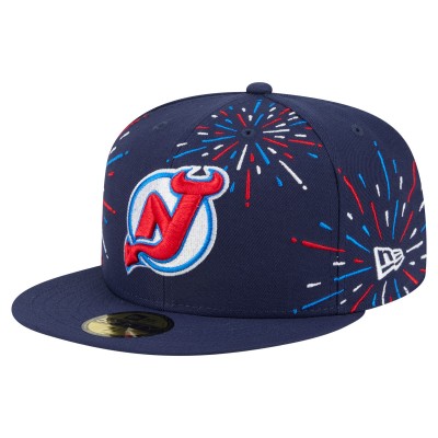 Бейсболка New Jersey Devils New Era Navy Americana Fireworks 59FIFTY