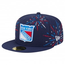 Бейсболка New York Rangers New Era Navy Americana Fireworks 59FIFTY Бейсболка New York Rangers New Era Navy Americana Fireworks 59FIFTY