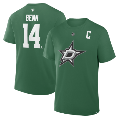 Dallas Stars Jamie Benn Fanatics Kelly Green Captain Authentic Stack Name & Number T-Shirt