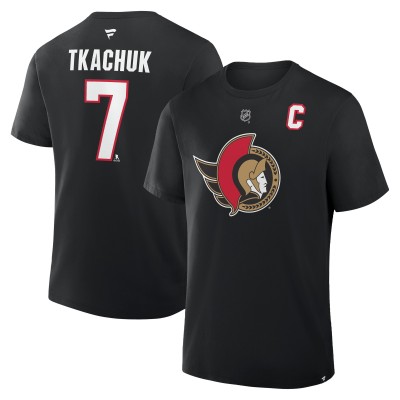 Ottawa Senators Brady Tkachuk Fanatics Black Authentic Stack Name & Number T-Shirt
