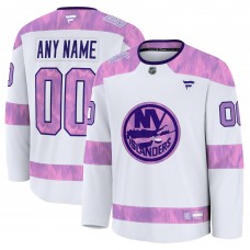 Джерси New York Islanders Fanatics White 2024 Hockey Fights Cancer Custom Practice