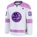 Джерси New York Islanders Fanatics White 2024 Hockey Fights Cancer Custom Practice
