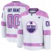 Именная игровая джерси Edmonton Oilers Fanatics White 2024 Hockey Fights Cancer Practice