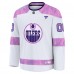 Именная игровая джерси Edmonton Oilers Fanatics White 2024 Hockey Fights Cancer Practice