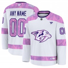 Джерси Nashville Predators Fanatics White 2024 Hockey Fights Cancer Custom Practice