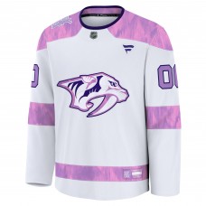 Джерси Nashville Predators Fanatics White 2024 Hockey Fights Cancer Custom Practice