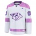 Джерси Nashville Predators Fanatics White 2024 Hockey Fights Cancer Custom Practice