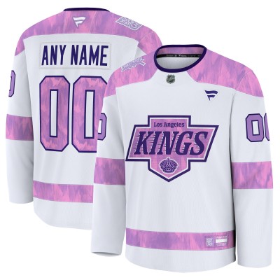 Джерси Los Angeles Kings Fanatics White 2024 Hockey Fights Cancer Custom Practice