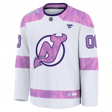 Джерси New Devils Fanatics White 2024 Hockey Fights Cancer Custom Practice Джерси New Devils Fanatics White 2024 Hockey Fights Cancer Custom Practice