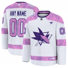 Джерси San Jose Sharks Fanatics White 2024 Hockey Fights Cancer Custom Practice