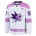Джерси San Jose Sharks Fanatics White 2024 Hockey Fights Cancer Custom Practice