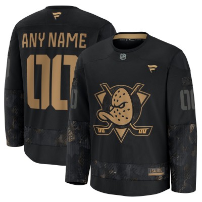 Джерси Anaheim Ducks Fanatics Black 2024 Military Appreciation Custom Practice