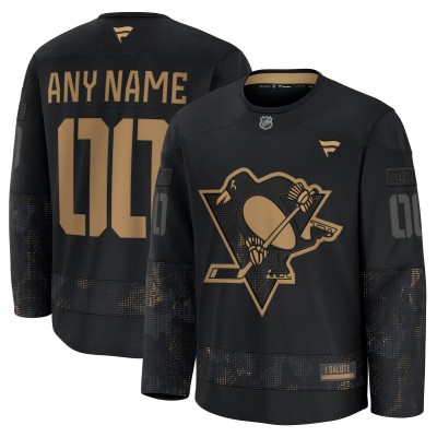 Джерси Pittsburgh Penguins Fanatics Black 2024 Military Appreciation Custom Practice
