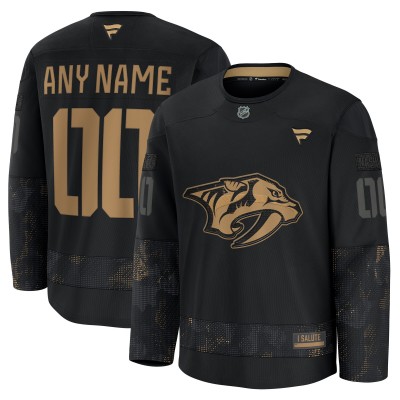 Джерси Nashville Predators Fanatics Black 2024 Military Appreciation Custom Practice