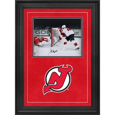 Luke Hughes New Jersey Devils Autographed Fanatics Authentic Deluxe Framed 8 x 10 First NHL Goal Spotlight Photograph
