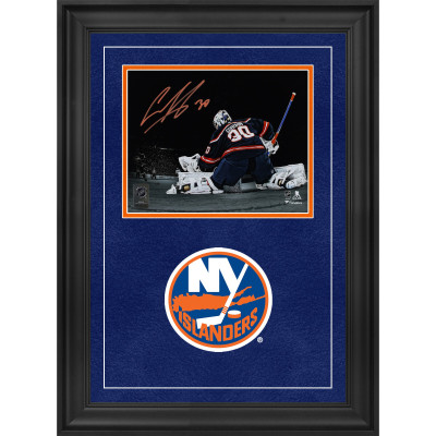 Ilya Sorokin New York Islanders Autographed Fanatics Authentic Deluxe Framed 8 x 10 Reverse Retro Jersey Making Save Spotlight Photograph