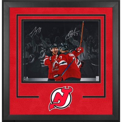 Tyler Toffoli & Dougie Hamilton New Jersey Devils Autographed Fanatics Authentic Deluxe Framed 16 x 20 Red Jersey Celebration Photograph