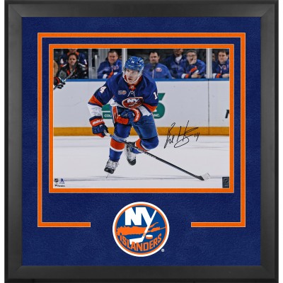 Bo Horvat New York Islanders Autographed Fanatics Authentic Deluxe Framed 16 x 20 Blue Jersey Skating Photograph