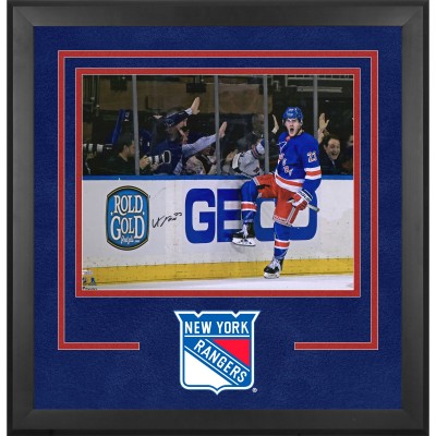 Adam Fox New York Rangers Autographed Fanatics Authentic Deluxe Framed 16 x 20 Blue Jersey Celebration Photograph