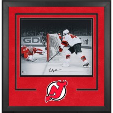 Luke Hughes New Jersey Devils Autographed Fanatics Authentic Deluxe Framed 16 x 20 First NHL Goal Spotlight Photograph