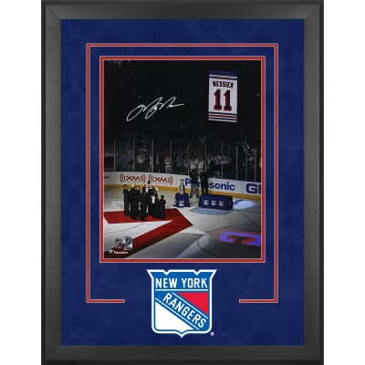 Mark Messier New York Rangers Autographed Fanatics Authentic Deluxe Framed 16 x 20 Jersey Retirement Banner Raising Photograph