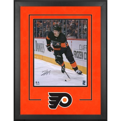 Travis Sanheim Philadelphia Flyers Autographed Fanatics Authentic Deluxe Framed 16 x 20 Black Jersey Skating Photograph