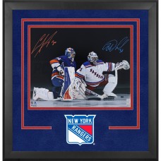 Igor Shesterkin New York Rangers and Ilya Sorokin New York Islanders Autographed Fanatics Authentic Deluxe Framed 16 x 20 On One Knee Photograph Igor Shesterkin New York Rangers and Ilya Sorokin New York Islanders Autographed Fanatics Authentic Deluxe Framed 16 x 20 On One Knee Photograph