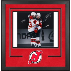 Nico Hischier & Tyler Toffoli New Jersey Devils Autographed Fanatics Authentic Deluxe Framed 16 x 20 White Jersey Celebration Photograph
