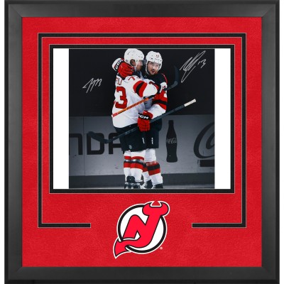 Nico Hischier & Tyler Toffoli New Jersey Devils Autographed Fanatics Authentic Deluxe Framed 16 x 20 White Jersey Celebration Photograph