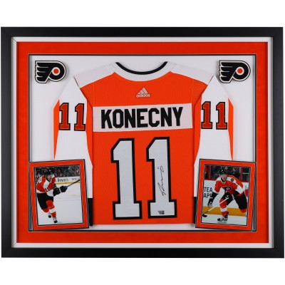 Игровая джерси Travis Konecny Philadelphia Flyers Autographed Fanatics Authentic Deluxe Framed Orange adidas Authentic