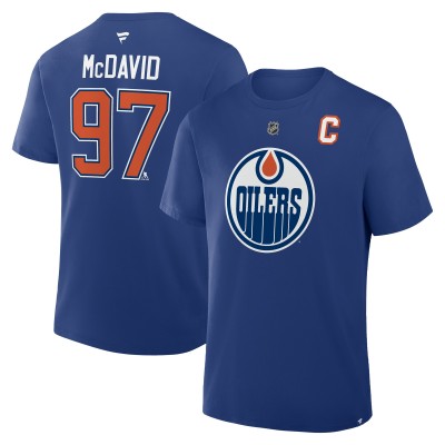 Edmonton Oilers Connor McDavid Fanatics Royal Authentic Stack Name & Number T-Shirt