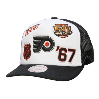 Бейсболка Philadelphia Flyers Mitchell & Ness White/Black Gridlock Trucker