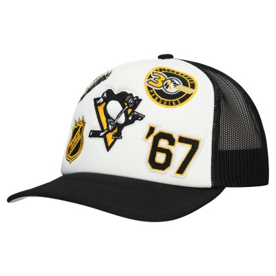 Бейсболка Pittsburgh Penguins Mitchell & Ness White/Black Gridlock