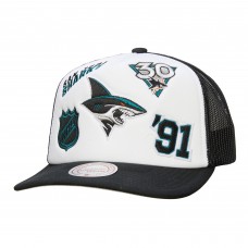 Бейсболка San Jose Sharks Mitchell & Ness White/Black Gridlock Trucker