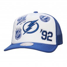 Бейсболка Tampa Bay Lightning Mitchell & Ness White/Blue Gridlock Trucker