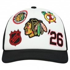 Бейсболка Chicago Blackhawks Mitchell & Ness White/Black Gridlock Trucker