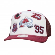 Бейсболка Colorado Avalanche Mitchell & Ness White/Burgundy Gridlock Trucker