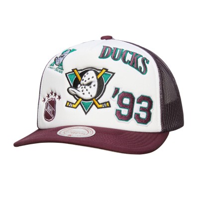Бейсболка Anaheim Ducks Mitchell & Ness White/Purple Gridlock