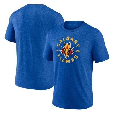 Calgary Flames Blue Represent Tri-Blend T-Shirt