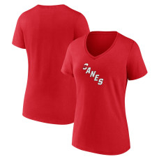 Женская Футболка Carolina Hurricanes Red Primary Logo V-Neck