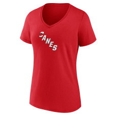 Женская Футболка Carolina Hurricanes Red Primary Logo V-Neck