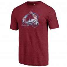 Футболка Colorado Avalanche Burgundy Distressed Logo Tri-Blend