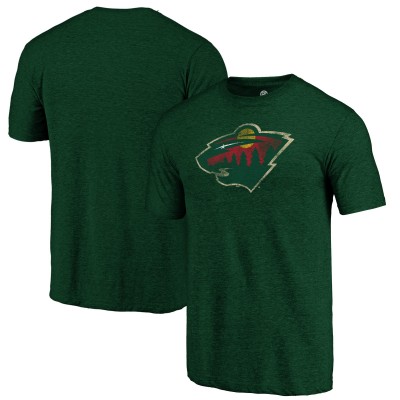Футболка Minnesota Wild Green Distressed Logo Tri-Blend