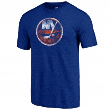 New York Islanders Royal Distressed Logo Tri-Blend T-Shirt New York Islanders Royal Distressed Logo Tri-Blend T-Shirt