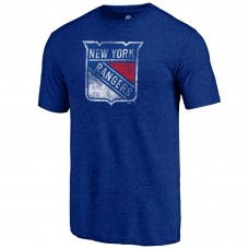 New York Rangers Blue Distressed Logo Tri-Blend T-Shirt New York Rangers Blue Distressed Logo Tri-Blend T-Shirt