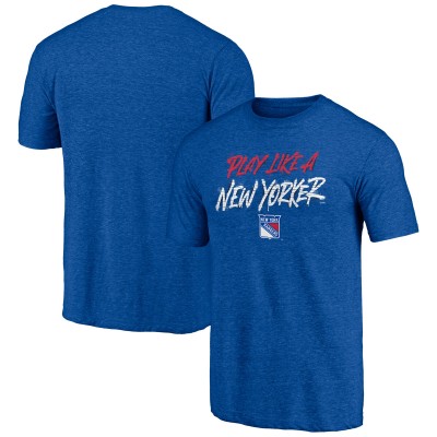 New York Rangers Blue Shoot to Score Tri-Blend T-Shirt