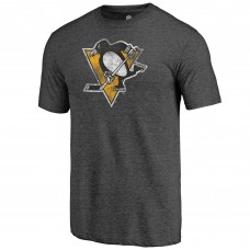 Футболка Pittsburgh Penguins Charcoal Distressed Logo Tri-Blend