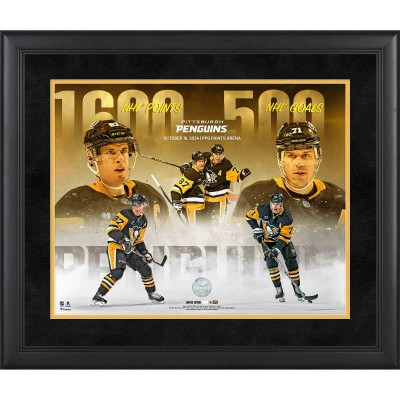 Sidney Crosby & Evgeni Malkin Pittsburgh Penguins Fanatics Authentic Framed 16 x 20 500th Goal & 1,600th Point Collage with a Piece of Game-Used Net from PPG Paints Arena on October 16, 2024 - Limited Edition of 250