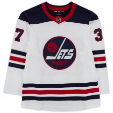 Игровая джерси Connor Hellebuyck Winnipeg Jets Autographed Fanatics Authentic White Heritage Classic adidas Authentic